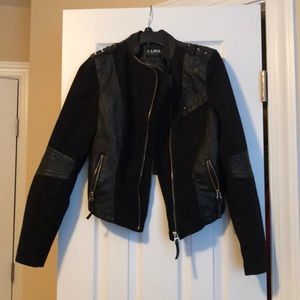 Black leather and suede jacket with studs